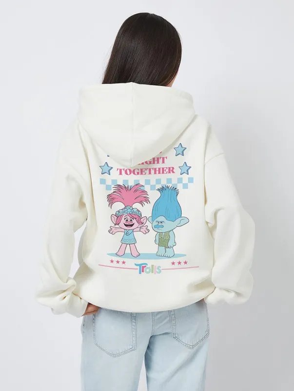 Trolls x Skinnydip Bright Side Hoodie In White made by Skinnydip London