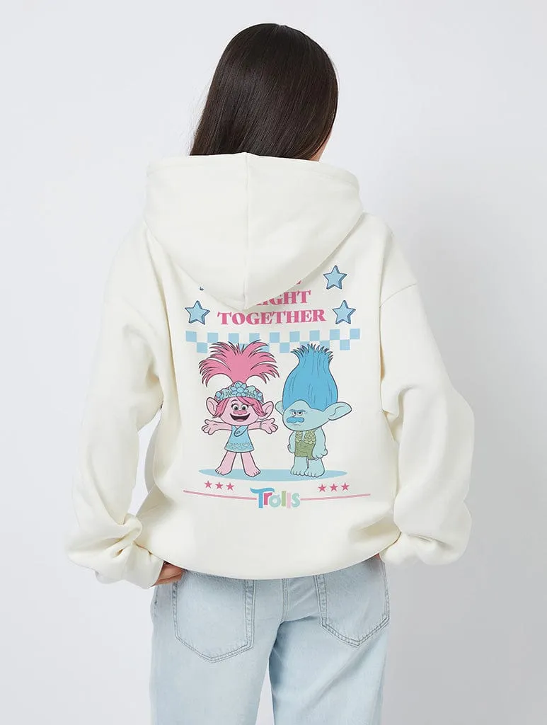 Trolls x Skinnydip Bright Side Hoodie In White sold by Skinnydip London