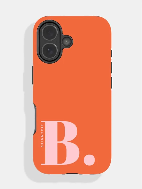 'B' Initial Orange Ultra Protective iPhone Case made by Skinnydip London