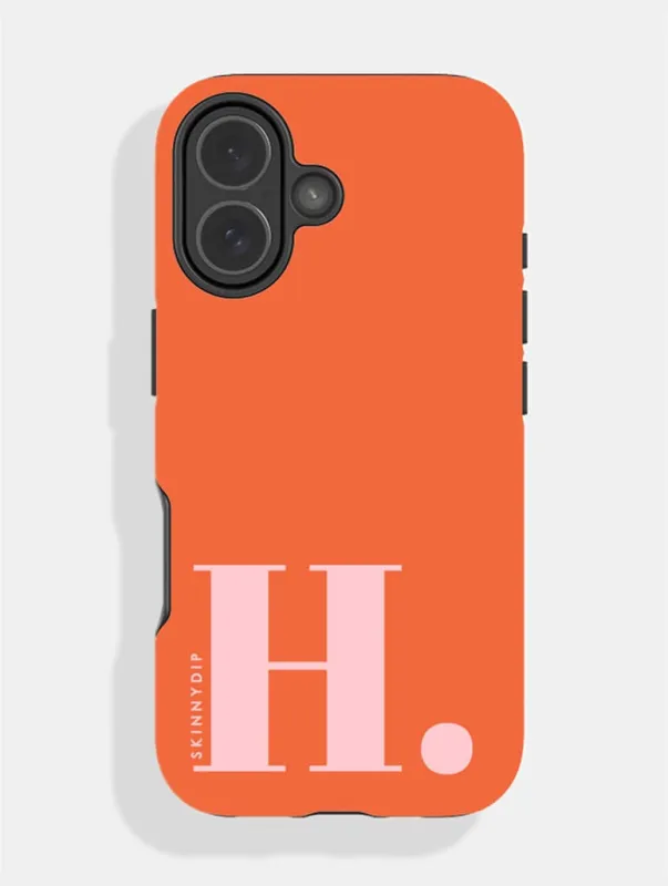 'H' Initial Orange Ultra Protective iPhone Case made by Skinnydip London