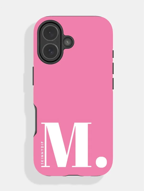 'M' Initial Pink Ultra Protective iPhone Case made by Skinnydip London