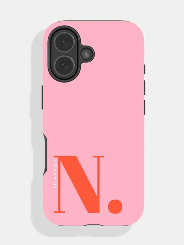 'N' Initial Pink Ultra Protective iPhone Case made by Skinnydip London