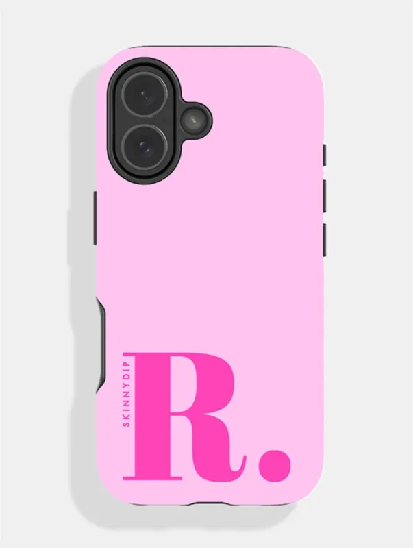 'R' Initial Pink Ultra Protective iPhone Case made by Skinnydip London