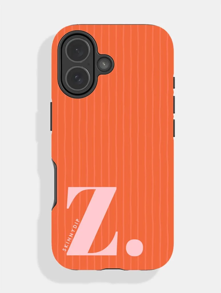 'Z' Initial Patterned Orange Ultra Protective iPhone Case sold by Skinnydip London