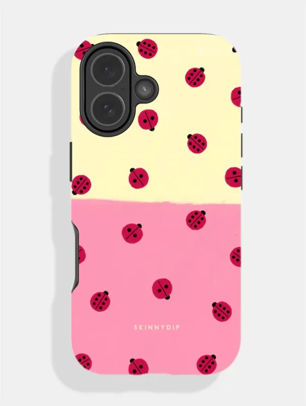 Ladybird Two Tone Pink and Butter Yellow Ultra Protective iPhone Case made by Skinnydip London