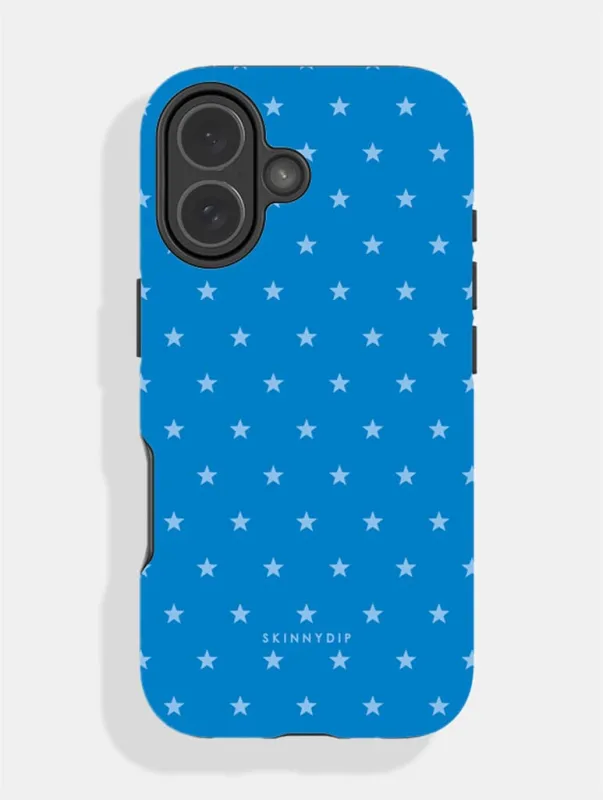 Mini Star Cerulean Blue Ultra Protective iPhone Case made by Skinnydip London