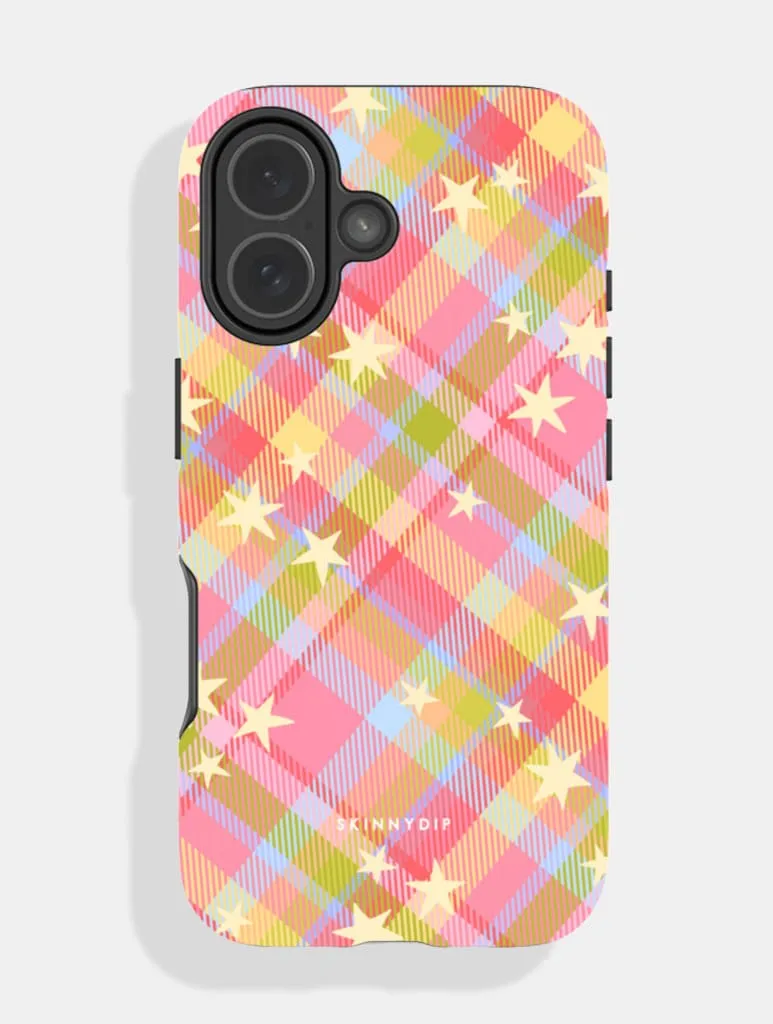 Starry Tartan Pink Flush Magsafe Ultra Protective iPhone Case sold by Skinnydip London