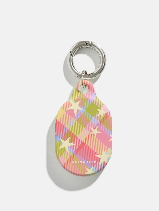 Starry Tartan Pink Flush AirTag Case in Gloss made by Skinnydip London