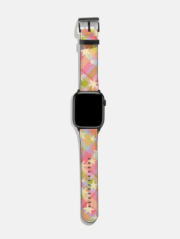 Starry Tartan Pink Flush Apple Watch Strap made by Skinnydip London