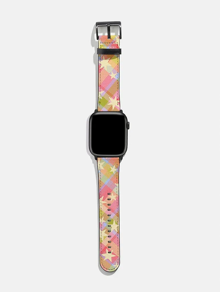 Starry Tartan Pink Flush Apple Watch Strap sold by Skinnydip London