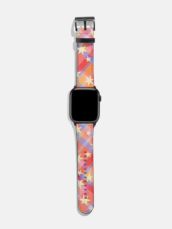 Starry Tartan Sunrise Orange Apple Watch Strap made by Skinnydip London