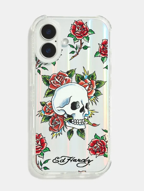 Ed Hardy x Skinnydip Floral Skull Shock iPhone Case made by Skinnydip London