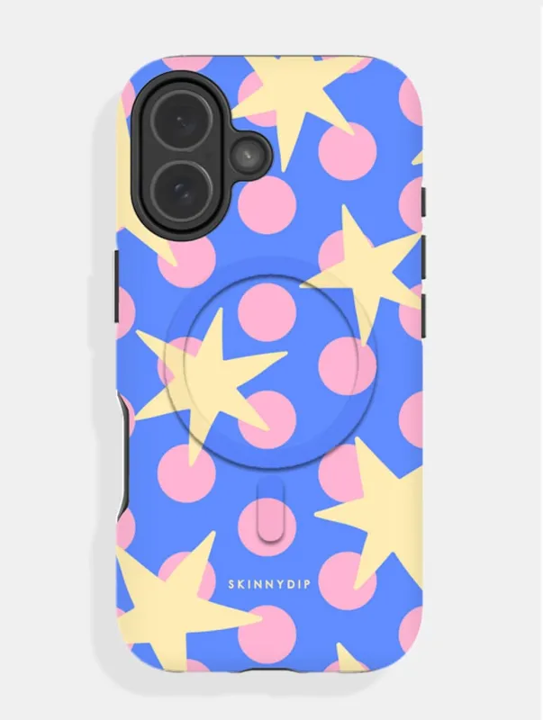 Stars and Spots Pink Yellow and Blue Magsafe Ultra Protective iPhone Case made by Skinnydip London