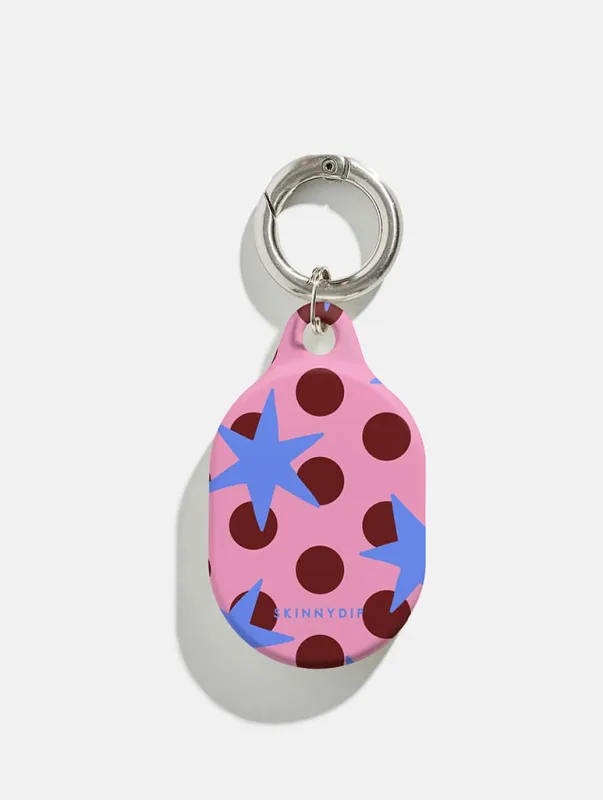 Stars and Spots Pink Burgundy and Blue AirTag Case in Gloss made by Skinnydip London