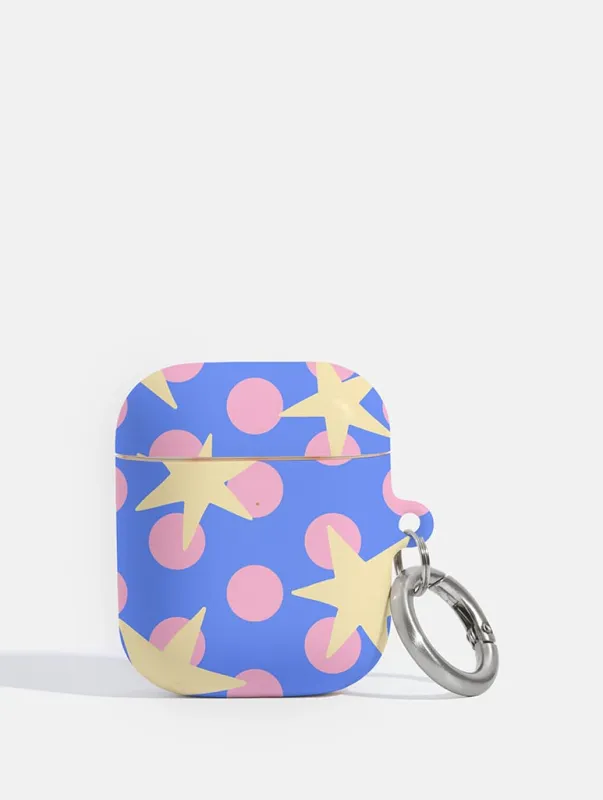 Stars and Spots Pink Yellow and Blue AirPods Case made by Skinnydip London