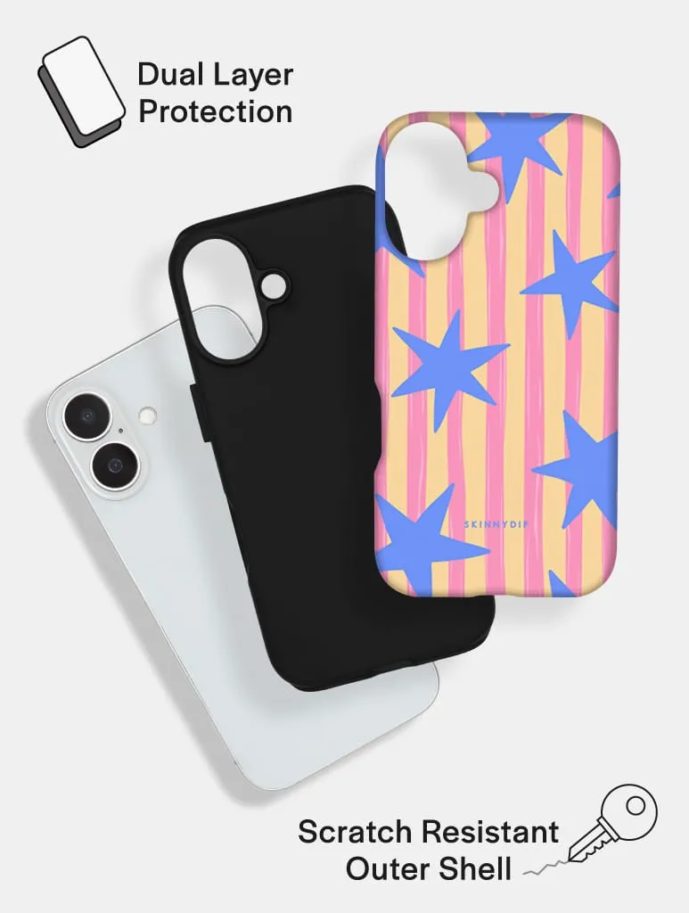 Stars and Stripes Pink Yellow and Blue Ultra Protective iPhone Case sold by Skinnydip London product image thumbnail 2
