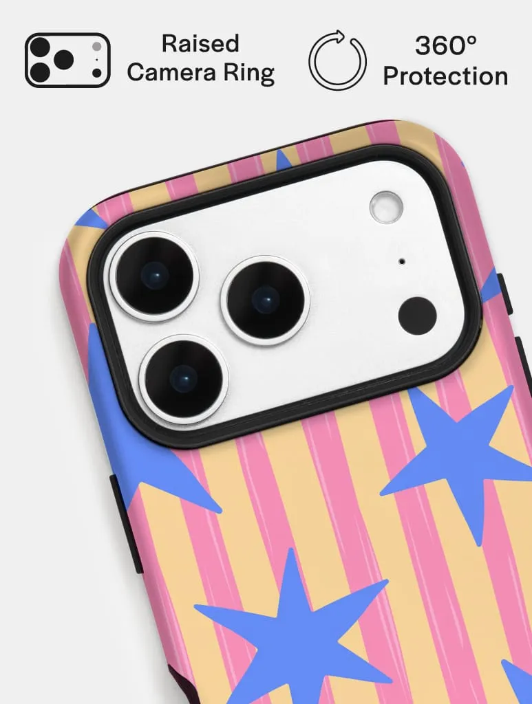 Stars and Stripes Pink Yellow and Blue Ultra Protective iPhone Case sold by Skinnydip London product image thumbnail 4