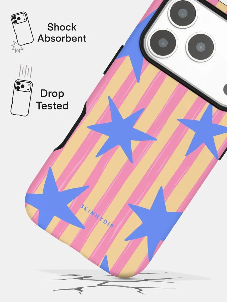 Stars and Stripes Pink Yellow and Blue Ultra Protective iPhone Case sold by Skinnydip London product image thumbnail 3