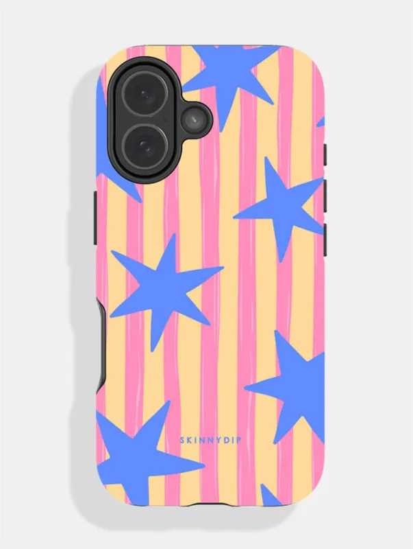 Stars and Stripes Pink Yellow and Blue Ultra Protective iPhone Case made by Skinnydip London