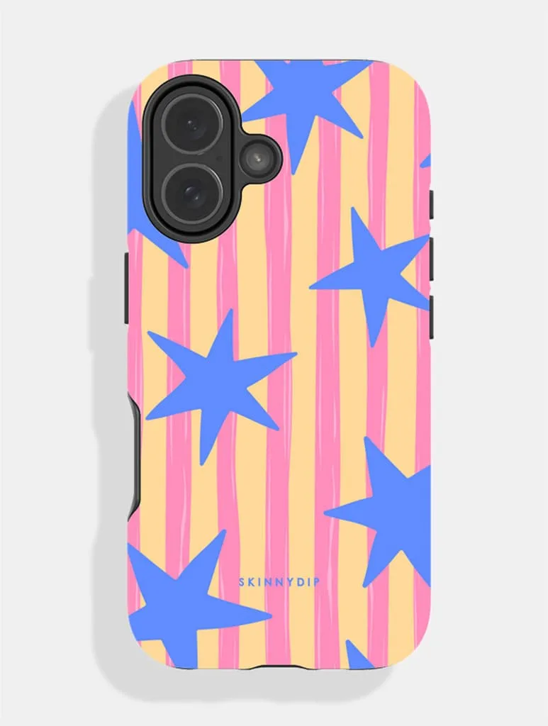 Stars and Stripes Pink Yellow and Blue Ultra Protective iPhone Case sold by Skinnydip London