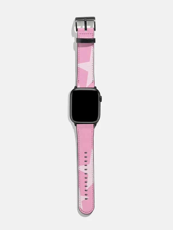 Two Stars Pink and White Apple Watch Strap made by Skinnydip London