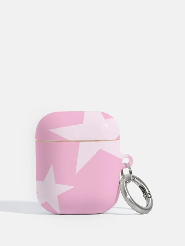 Two Stars Pink and White AirPods Case made by Skinnydip London