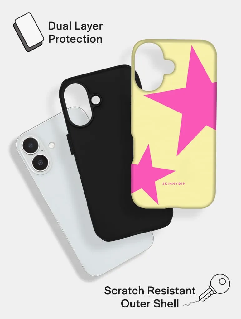 Two Stars Yellow with Pink Ultra Protective iPhone Case sold by Skinnydip London product image thumbnail 2