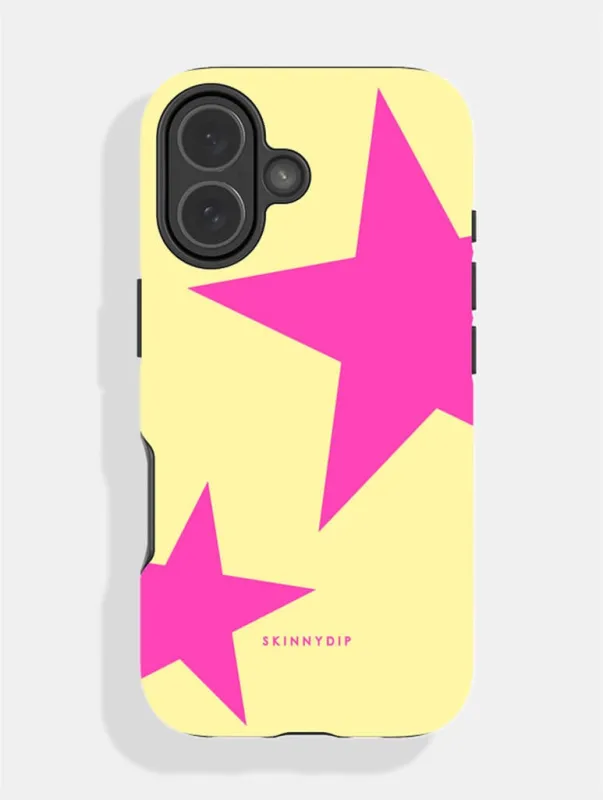 Two Stars Yellow with Pink Ultra Protective iPhone Case made by Skinnydip London