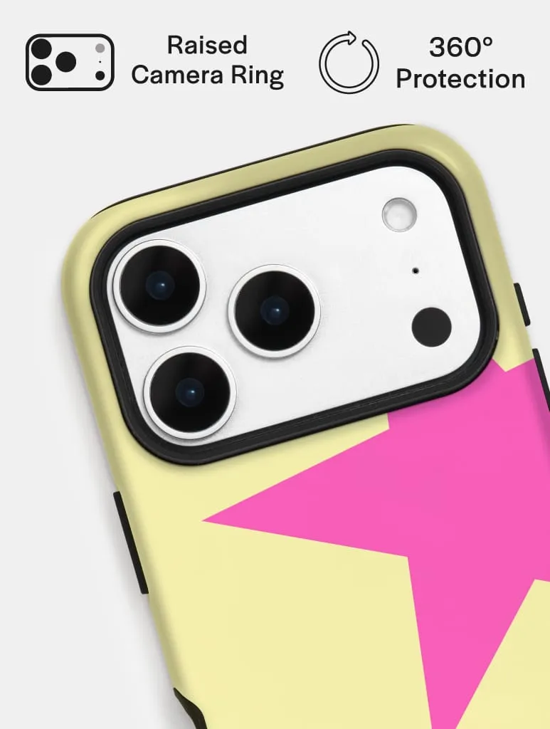 Two Stars Yellow with Pink Ultra Protective iPhone Case sold by Skinnydip London product image thumbnail 4