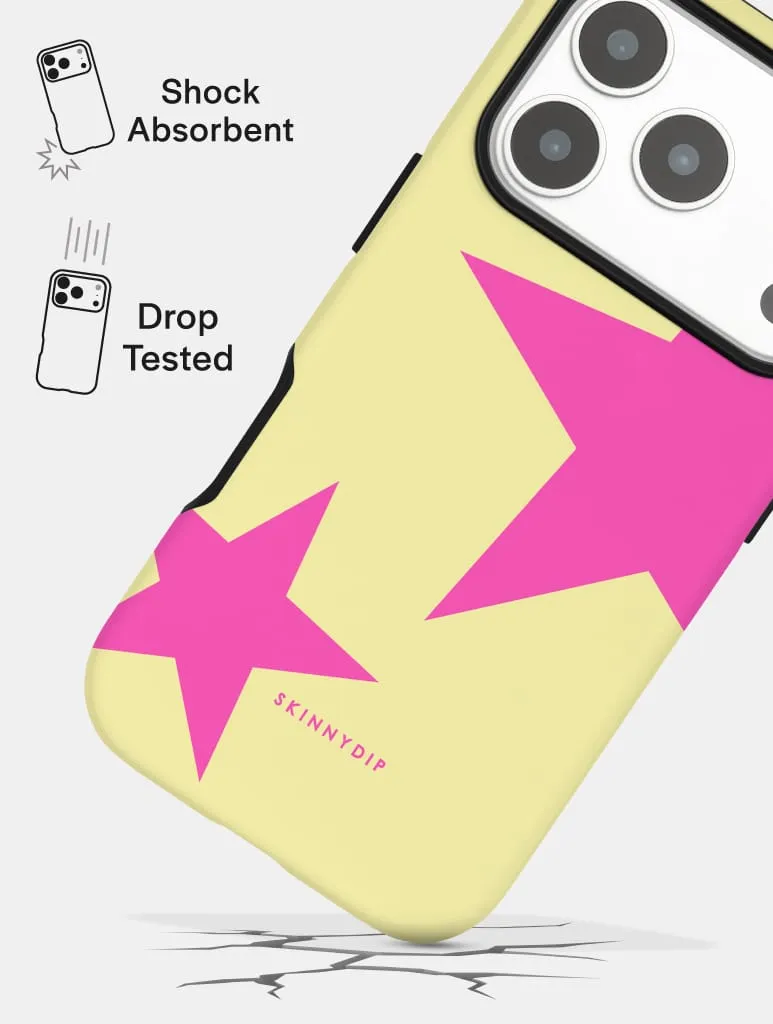 Two Stars Yellow with Pink Ultra Protective iPhone Case sold by Skinnydip London product image thumbnail 3