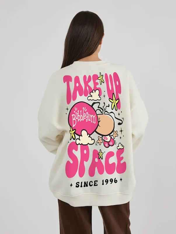 Bubblegum x Skinnydip Take Up Space Sweatshirt In White made by Skinnydip London