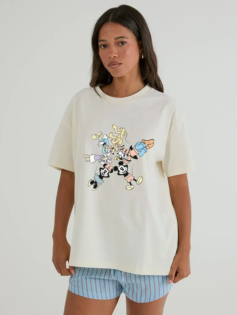 Disney Mickey And Friends Front Print T-Shirt In White sold by Skinnydip London