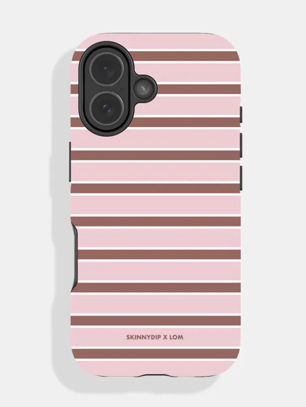 Life Of Mummies x Skinnydip Powder Pink Stripe Ultra Protective iPhone Case made by Skinnydip London