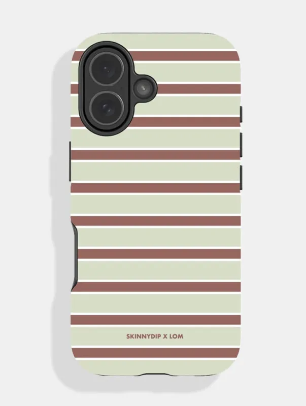 Life Of Mummies x Skinnydip Soft Sage Stripe Ultra Protective iPhone Case made by Skinnydip London