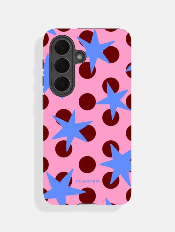 Stars and Spots Pink Burgundy and Blue Ultra Protective Samsung Case made by Skinnydip London