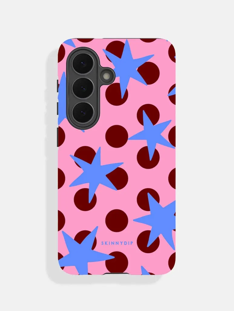 Stars and Spots Pink Burgundy and Blue Ultra Protective Samsung Case sold by Skinnydip London