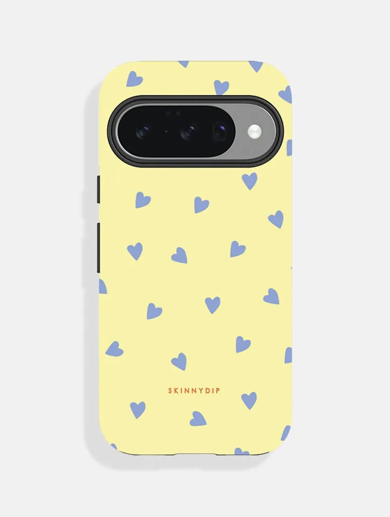 Yellow and Blue Ditsy Hearts Ultra Protective Google Pixel Case sold by Skinnydip London