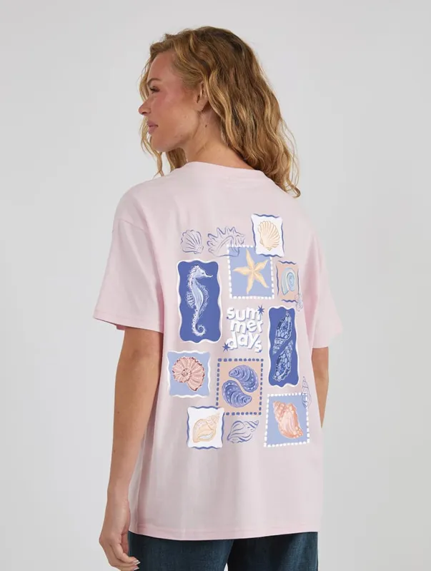 Seashell Stamp T-Shirt In Pink made by Skinnydip London