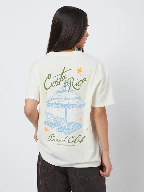 Costa Rica Paradise Beach Club T-Shirt In White made by Skinnydip London