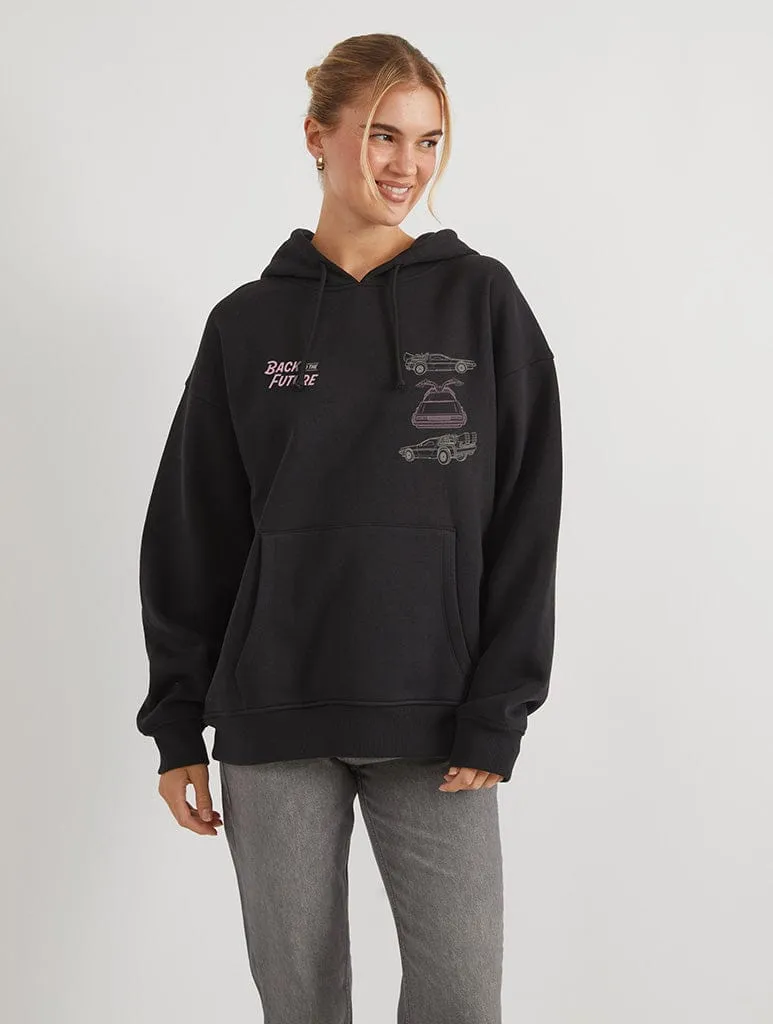Back To The Future x Skinnydip DeLorean Outline Hoodie In Black sold by Skinnydip London product image thumbnail 2