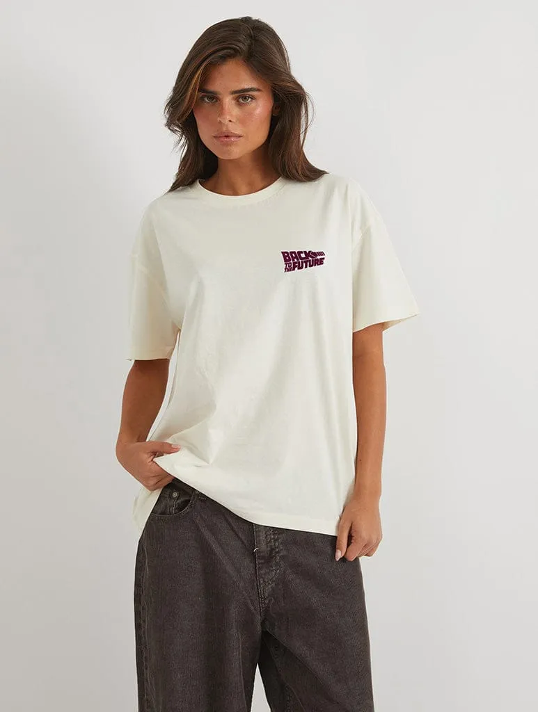 Back To The Future x Skinnydip DeLorean Car T-Shirt In White sold by Skinnydip London product image thumbnail 2