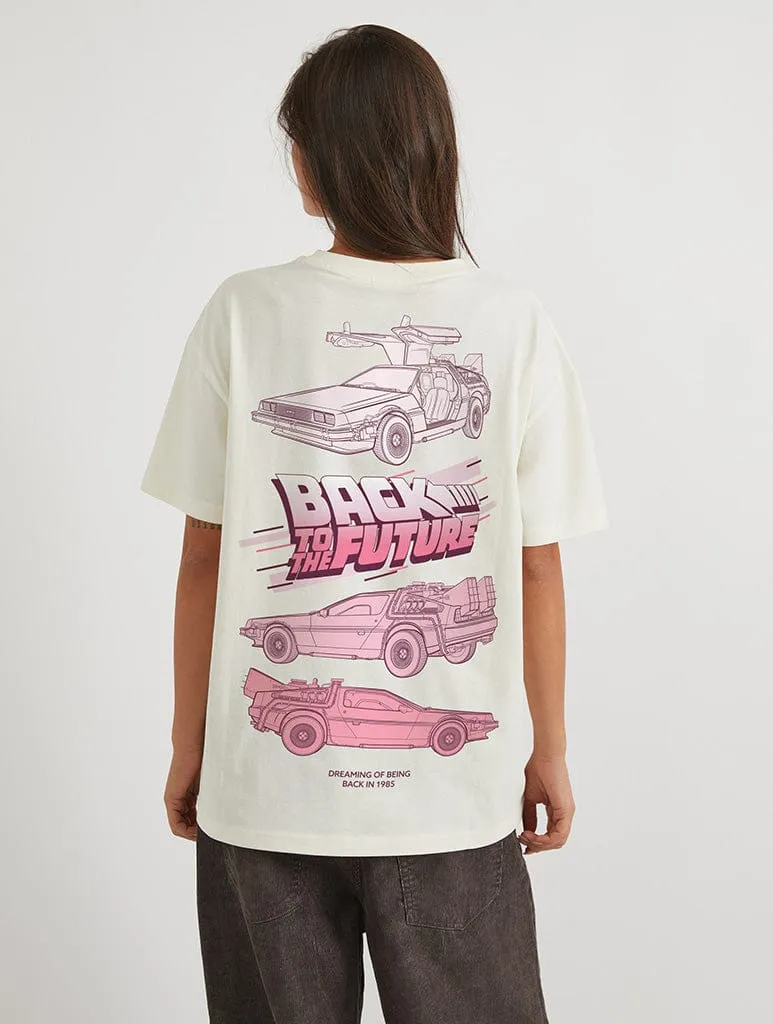 Back To The Future x Skinnydip DeLorean Car T-Shirt In White sold by Skinnydip London