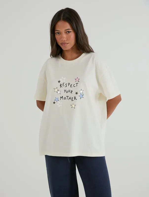 Respect Your Mother T-Shirt In White made by Skinnydip London