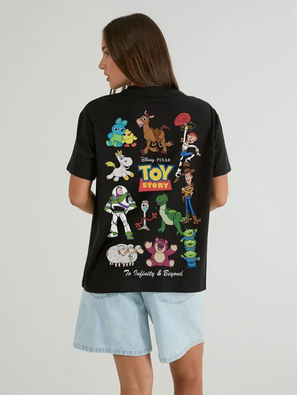 Disney Pixar Toy Story Characters T-Shirt In Black made by Skinnydip London