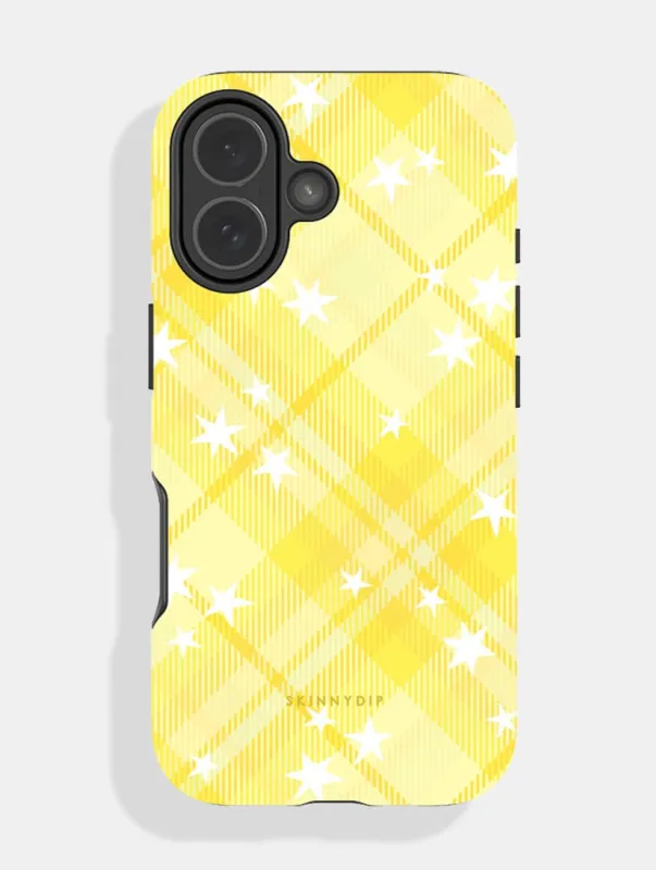 Starry Tartan Butter Yellow Ultra Protective iPhone Case made by Skinnydip London
