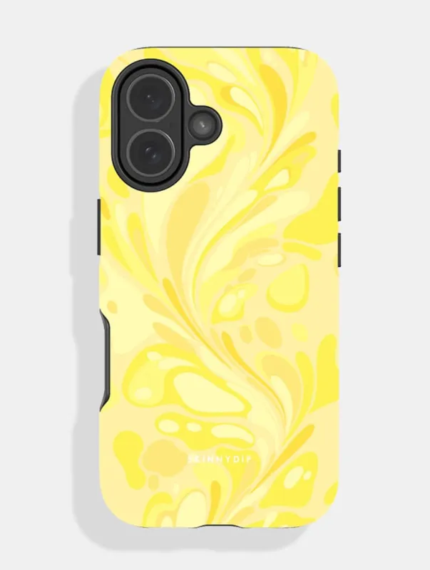 Marble Swirl Butter Yellow Ultra Protective iPhone Case made by Skinnydip London