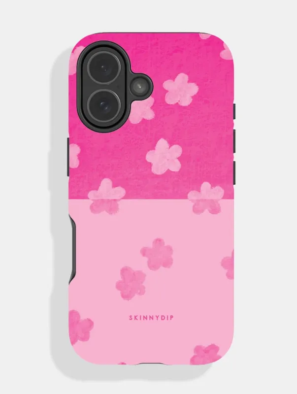 Hot Pink and Pink Two-Tone Flower Ultra Protective iPhone Case made by Skinnydip London