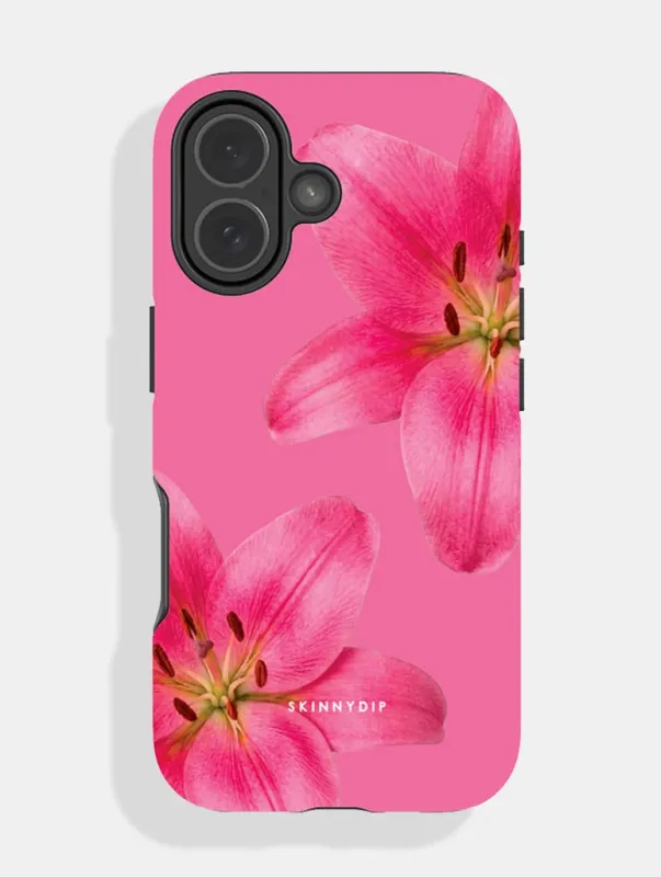 Hot Pink Double Bloom Ultra Protective iPhone Case made by Skinnydip London