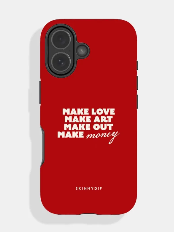 Make Love Art Out Money Red Ultra Protective iPhone Case made by Skinnydip London