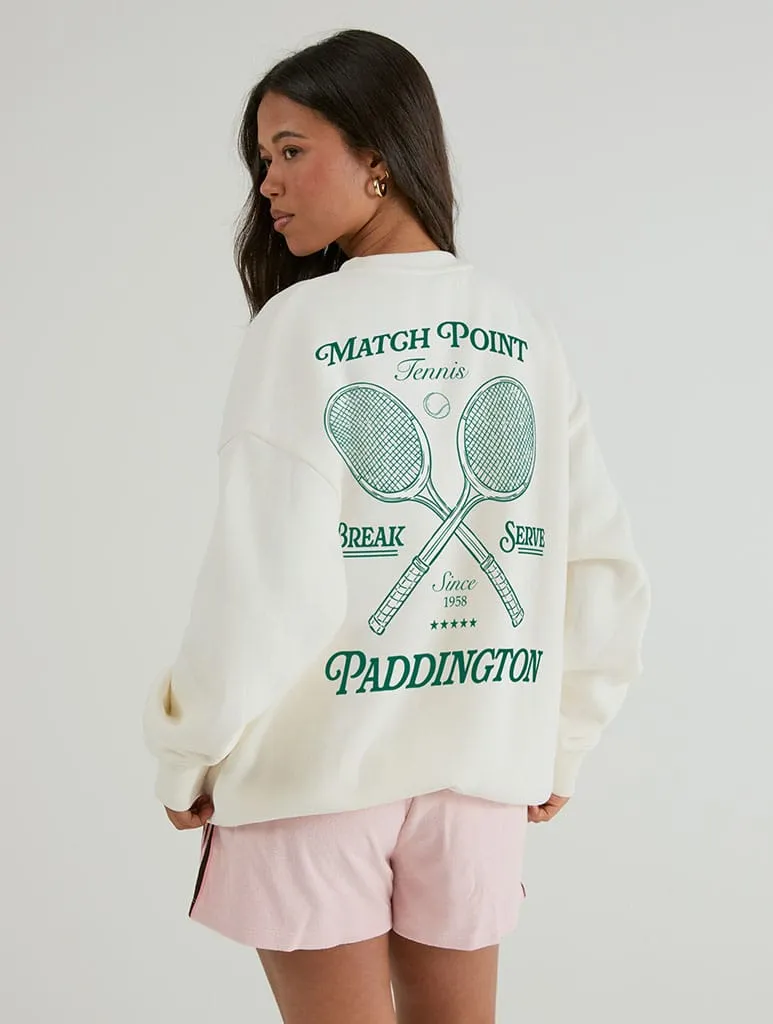 Paddington x Skinnydip Match Point Tennis Sweatshirt In White sold by Skinnydip London product image thumbnail 3
